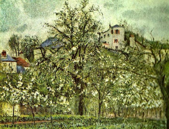 Camille Pissarro handelstradgard med blommande trad Spain oil painting art